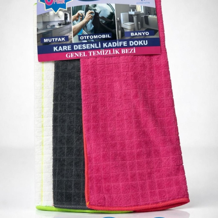 40x40 3’lü Mikrofiber Cam Bezi Seti – İz Bırakmayan Sihirli Temizlik ve Oto Kurulama Bezi